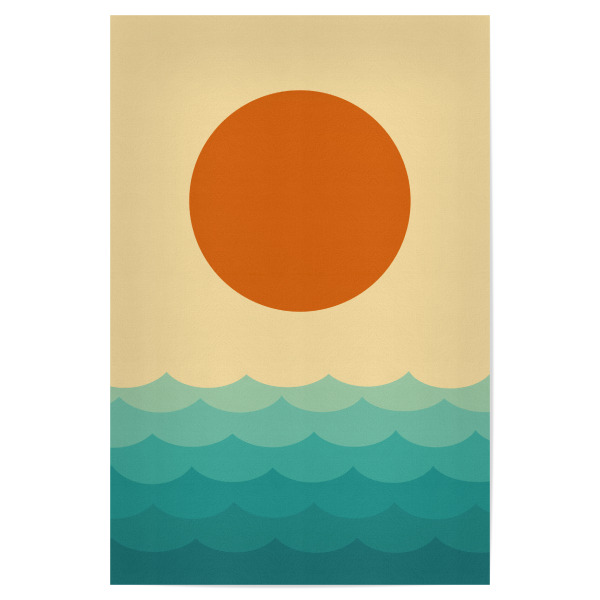 Poster "Expressive sunset D" artboxONE - Natur - Sonnenuntergang,Landschaft,Bunt,Natürlich,Wald,Wellig,Texturen,Aquarell,Malerei,Strand