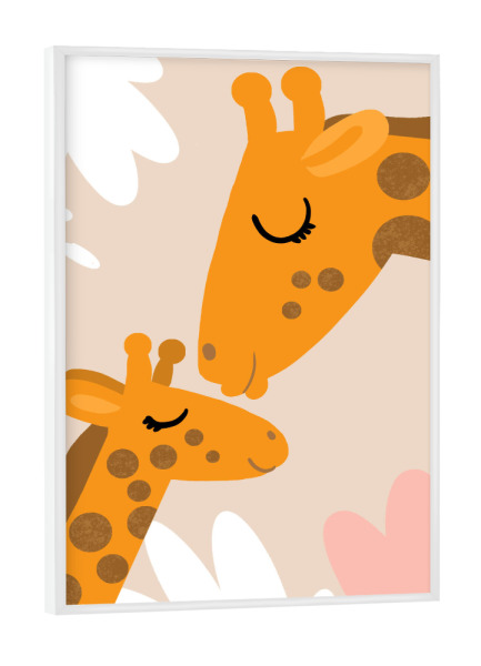 Poster mit weißem Rahmen "Giraffenglück" artboxONE - Für Kinder,Liebe