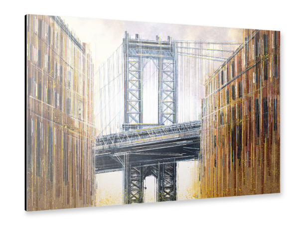 Alu-Dibond "The Manhattan Bridge at Sunset" 30x20 cm artboxONE