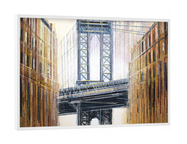 Poster mit weißem Rahmen "The Manhattan Bridge at Sunset" artboxONE - Städte,Architektur,Städte / Weitere