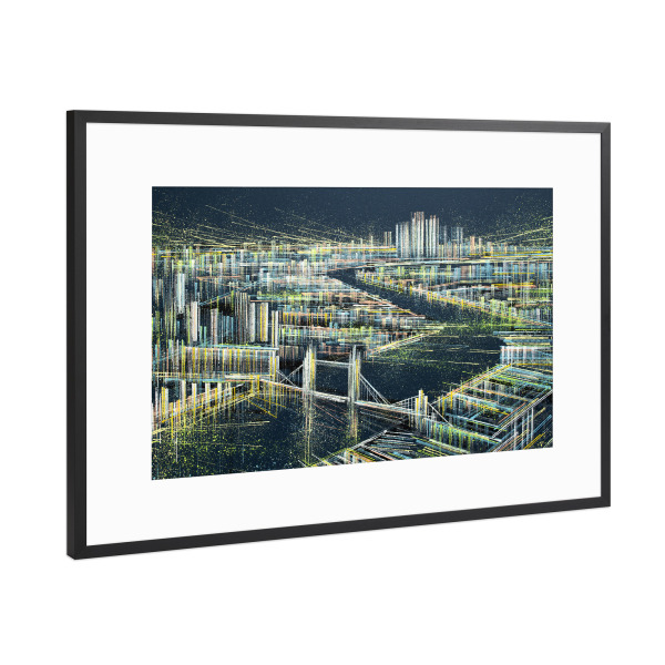 Poster mit Rahmen Schwarz (Metallic) "London um Mitternacht" artboxONE - Städte / London,Architektur - Nacht,London,Kontrast,Stadt,Architektur,Skyline