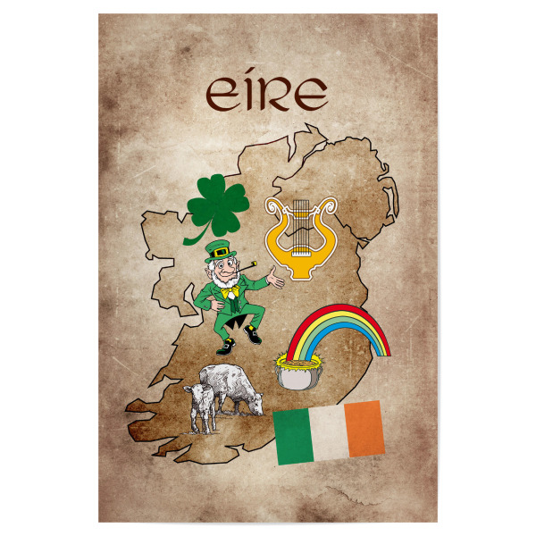 Poster "Irland illustrated - map" artboxONE - Reise,Reise / Länder,Kartografie