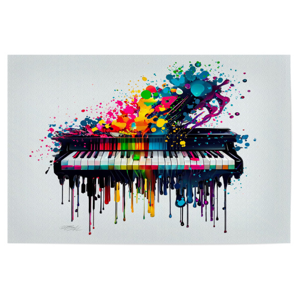 Poster "Bunte Tastatur" artboxONE - Abstrakt,Musik - Aquarell,Musik,Tropfkunst,Klavier,Mehrfarbig,Bunt