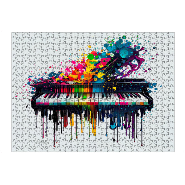 artboxONE Puzzle "Bunte Tastatur" artboxONE - Abstrakt,Musik - Aquarell,Musik,Tropfkunst,Klavier,Mehrfarbig,Bunt - Bild aquarell