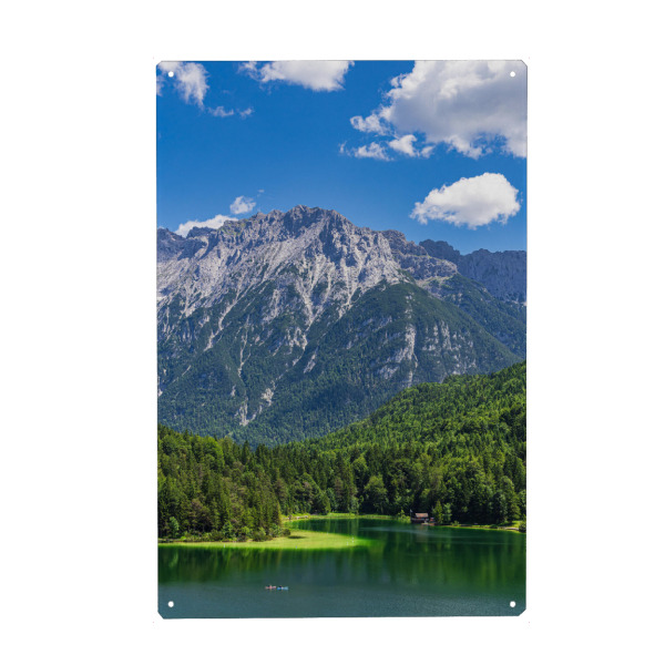 Metall Poster "Wolken, See, Berge, Bäume" artboxONE - Natur,Reise