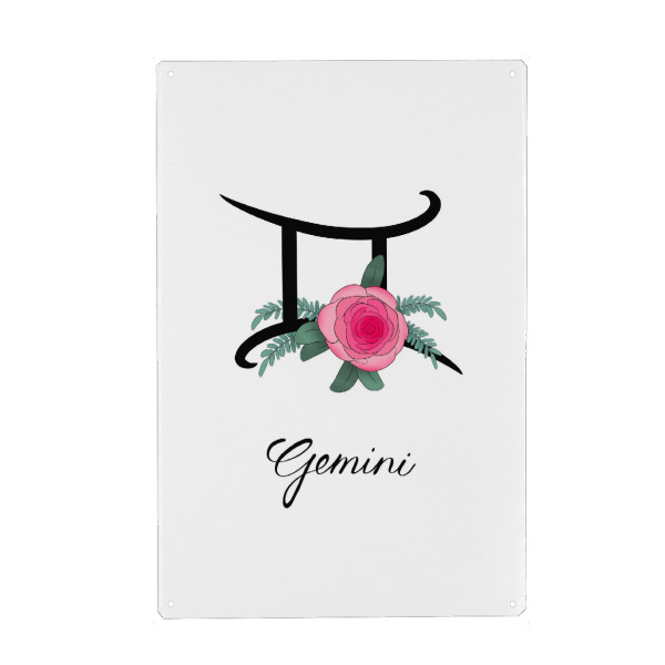 Holzbild "Blumentierkreis: Zwillinge" artboxONE - Typografie,Floral,Fashion