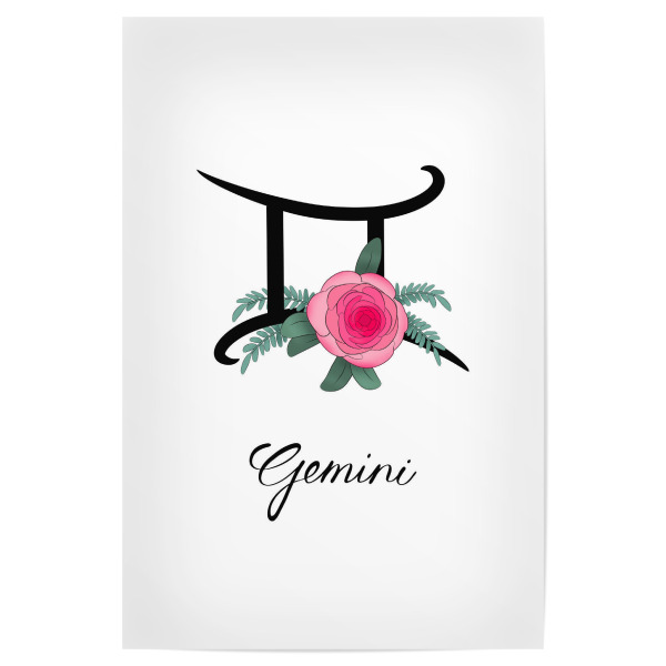 Poster "Blumentierkreis: Zwillinge" artboxONE - Typografie,Floral,Fashion