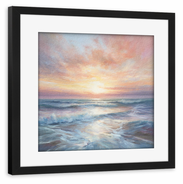 Poster mit Rahmen schwarz "Ozean Sonnenaufgang H" artboxONE - Reise / Strand und Meer