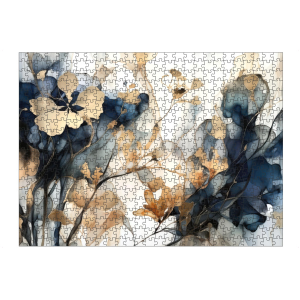 artboxONE Puzzle "Navy und Gold Botanicals I" artboxONE - Floral,Abstrakt - Blumen,Blumen,Pflanzen,Marine,Gold,Abstrakt - Bild blumen