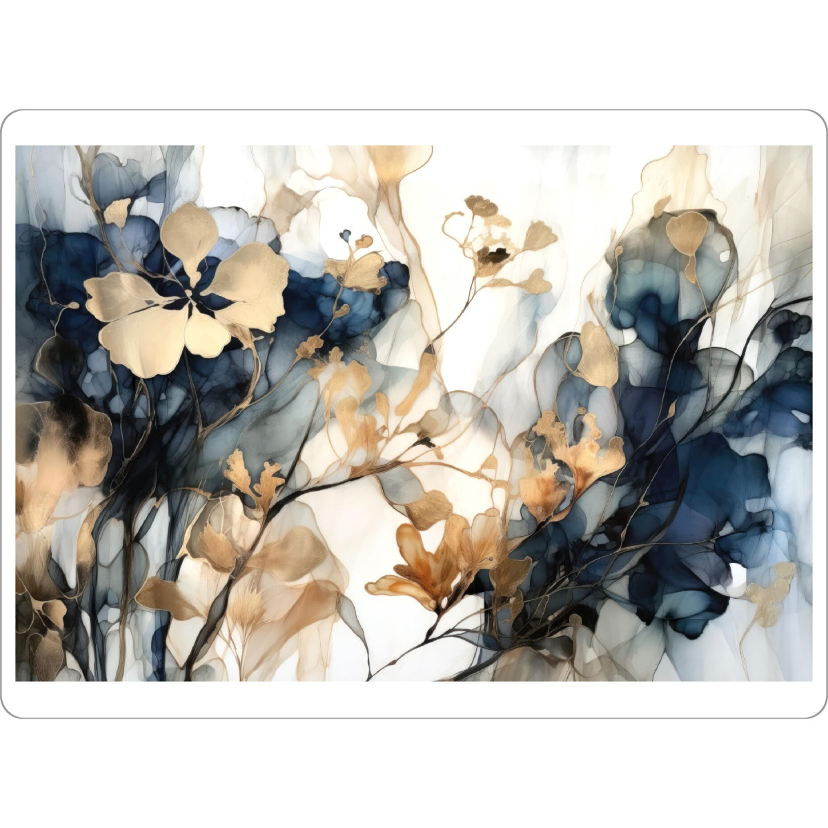 Tischset "Navy und Gold Botanicals I" artboxONE - Floral,Abstrakt - Blumen,Blumen,Pflanzen,Marine,Gold,Abstrakt - Bild blumen