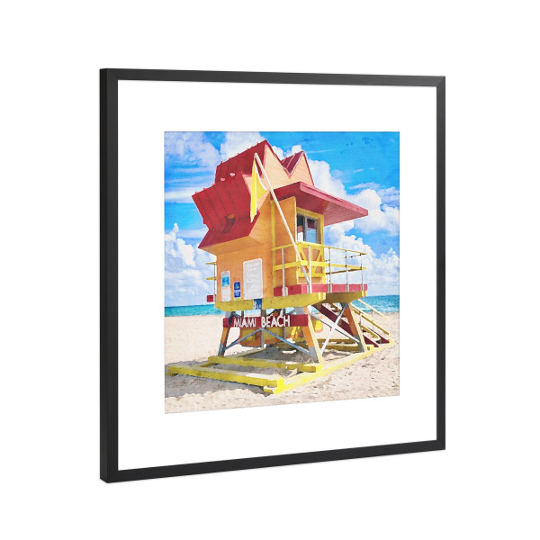 Poster mit Rahmen Schwarz (Metallic) "Rettungsschwimmerstand G" artboxONE - Natur,Architektur,Reise / Strand und Meer