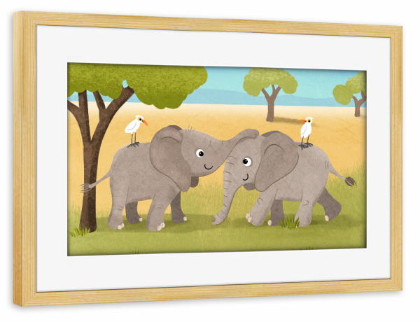 Poster mit Rahmen kiefer "Geschwisterliebe" artboxONE - Für Kinder,Tiere