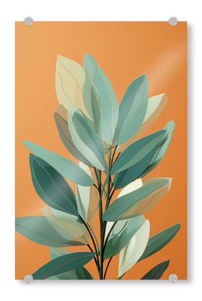 Acrylglasbild "Leaf orange-green" artboxONE - Natur,Floral
