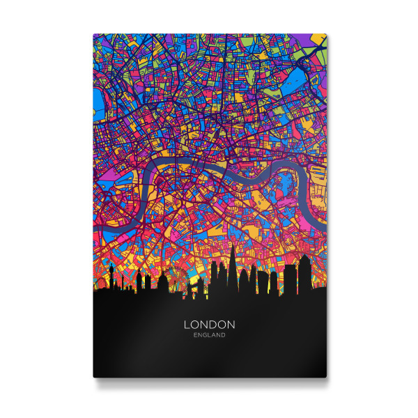 Galerie-Print "London Skyline Karte Neon" 30x20 cm artboxONE