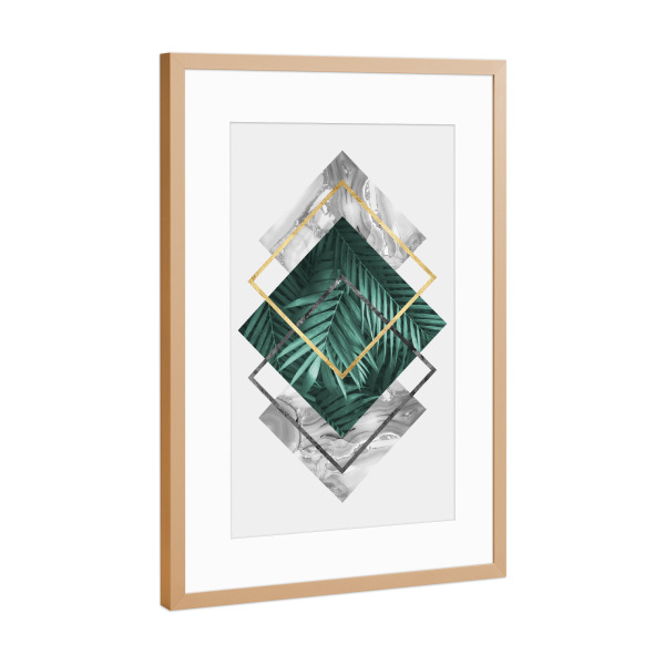 Poster mit Rahmen Kupfer "Geometric and botanical G" artboxONE - Floral,Geometrie