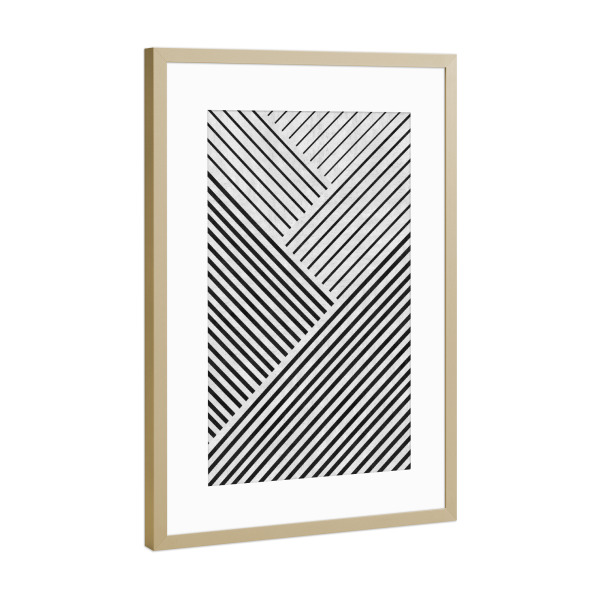 Poster mit Rahmen Gold "Line art B" artboxONE - Geometrie - Abstrakt,Merkmale,Expressionistisch,Flecken,Striche,Linien,Modern,Aquarell,öl,Acryl