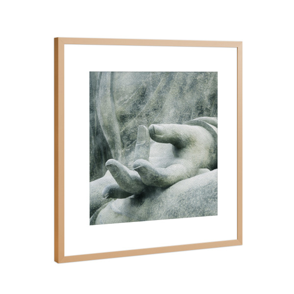 Poster mit Rahmen Kupfer "Zen-Statue I" artboxONE - Natur - Stein,Statue,Zen,Hände,Anatomie