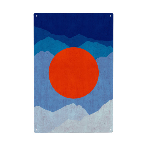 Holzbild "Axpressive sunset C" artboxONE - Natur,Abstrakt - Sunset,Landscape,Colorful,Natural,Mountains,Forest,Undulating,Textures,Watercolor,Painting