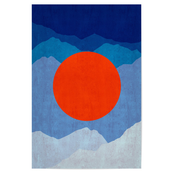 Poster "Axpressive sunset C" artboxONE - Natur,Abstrakt - Sunset,Landscape,Colorful,Natural,Mountains,Forest,Undulating,Textures,Watercolor,Painting
