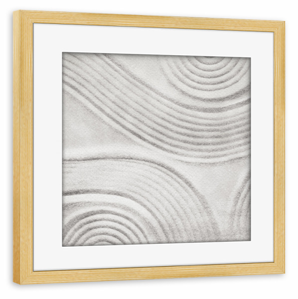 Poster mit Rahmen kiefer "Zen-Sandgarten" artboxONE - Natur,Abstrakt - Zen,Garten,Sand,Formen,Abstrakt