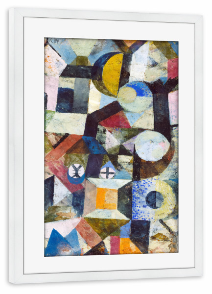 Poster mit Rahmen weiß "Gelber Halbmond und das Y" artboxONE - Reise,Abstrakt,Streetart,Für Mama,Für Papa