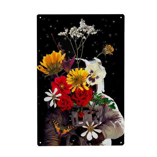 Holzbild "Astronaut with flowers" artboxONE - Floral,Fiktion,Galaxy