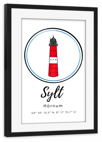 Poster mit Rahmen schwarz "Leuchtturm Sylt Hörnum" artboxONE - Reise,Architektur,Reise / Strand und Meer