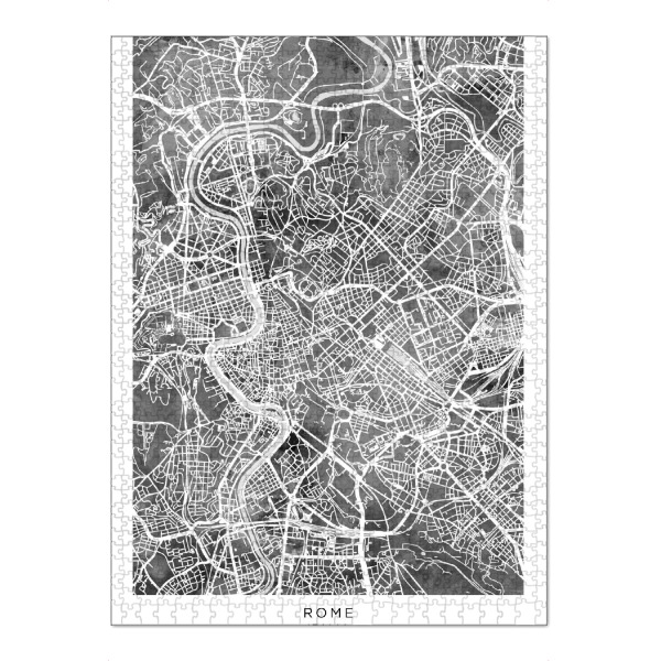Puzzle Ravensburger "Rom Italien Stadtplan BW" artboxONE - Städte - Rom,Italien,Stadtkarte,Karte,Stadtplan,Aquarell,Malerei - Bild rom