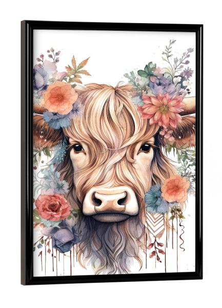 Poster mit schwarzem Rahmen "Hochlandkuhgesicht K" artboxONE - Natur,Floral,Tiere