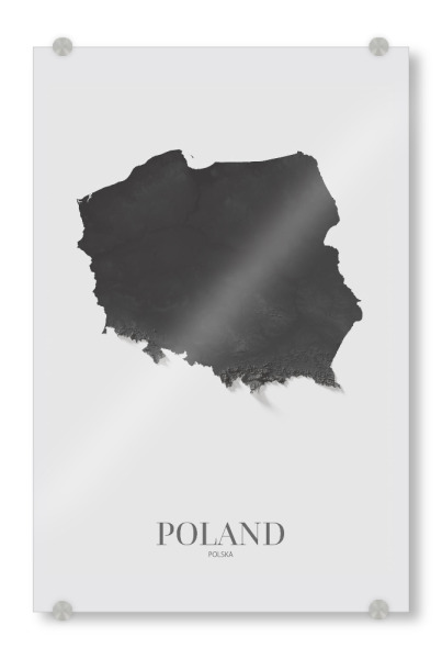 Acrylglasbild "Polen 3D-Karte - Schwarz und Weiß" artboxONE - Reise,Kartografie