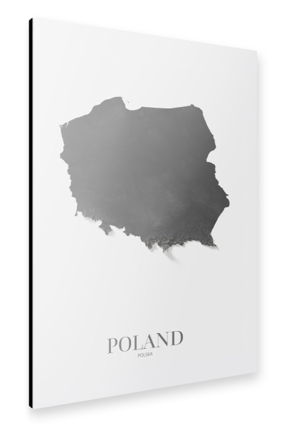 Alu-Dibond "Polen 3D-Karte - Schwarz und Weiß" 30x20 cm artboxONE