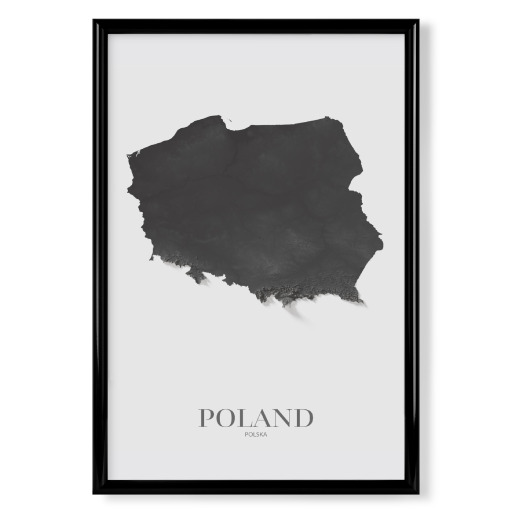 Polen 3D-Karte - Schwarz und Weiß