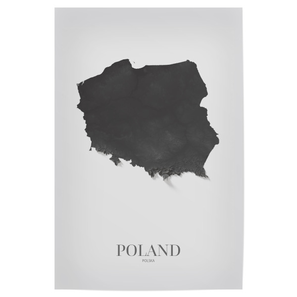 Poster "Polen 3D-Karte - Schwarz und Weiß" artboxONE - Reise,Kartografie