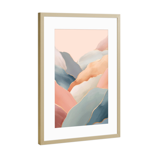 Poster mit Rahmen Gold "Pastel Hügel" artboxONE - Natur,Abstrakt,Geometrie