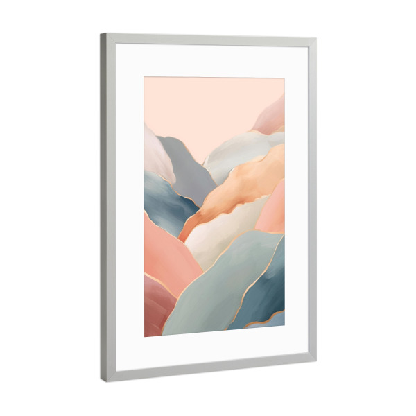 Poster mit Rahmen Silber "Pastel Hügel" artboxONE - Natur,Abstrakt,Geometrie