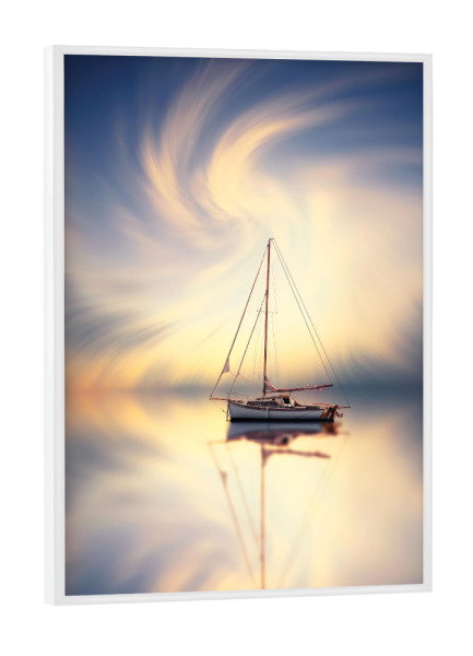 Poster mit weißem Rahmen "Timeless Clouds" artboxONE - Natur,Reise - Landscape,Sailing boat,Clouds,Landschaften,Long exposure,Wolken,Natur,Seascape