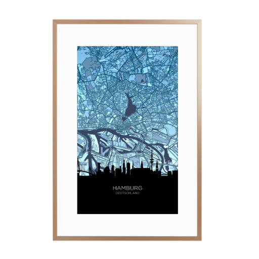 Hamburg Skyline Map Blues