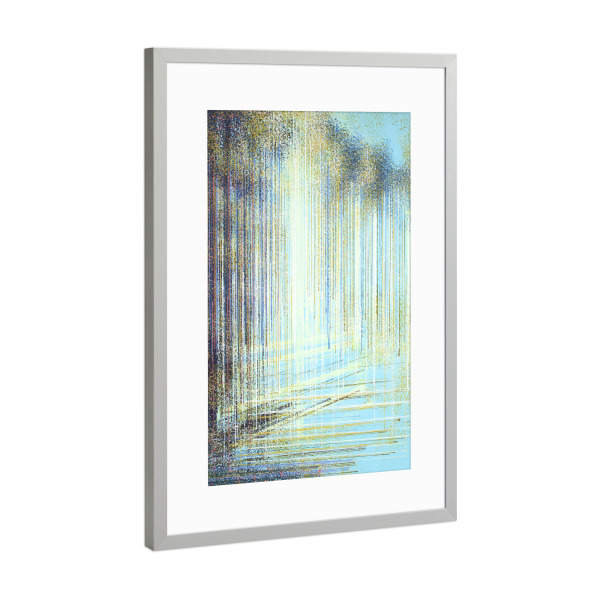 Poster mit Rahmen Silber "Helles Waldlicht" artboxONE - Natur,Abstrakt - Wald,Natur,Bäume,Sonnenlicht