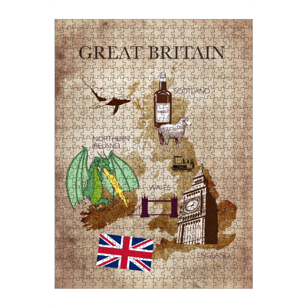 artboxONE Puzzle "UK illustrated Map" artboxONE - Reise,Reise / Länder,Kartografie