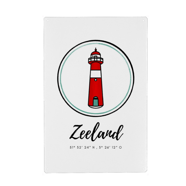 Metall Poster "Leuchtturm Zeeland Niederlande" artboxONE - Reise,Architektur,Reise / Strand und Meer