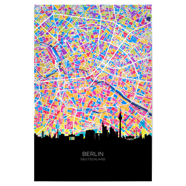 Poster 30x20 cm "Berliner Skyline-Karte hell" artboxONE - Städte,Städte / Berlin