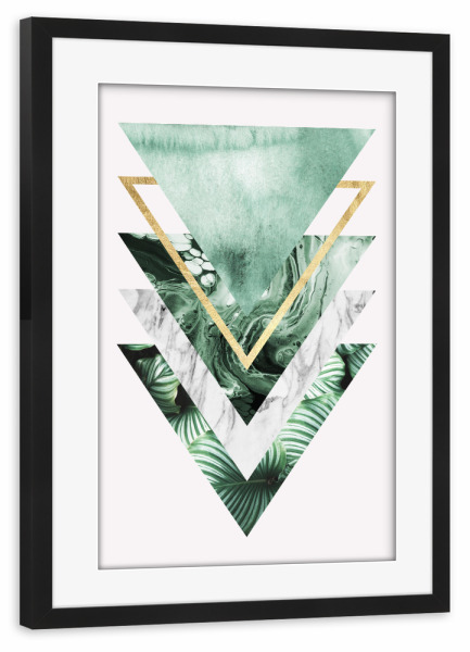 Poster mit Rahmen schwarz "Geometric and botanical A" artboxONE - Floral,Abstrakt,Geometrie