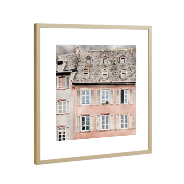Poster mit Rahmen Gold "Rosey-Gebäude" artboxONE - Architektur,Städte / Paris - Gebäude,Architektur,Haus,Häuser,Paris,Frankreich,Rosa