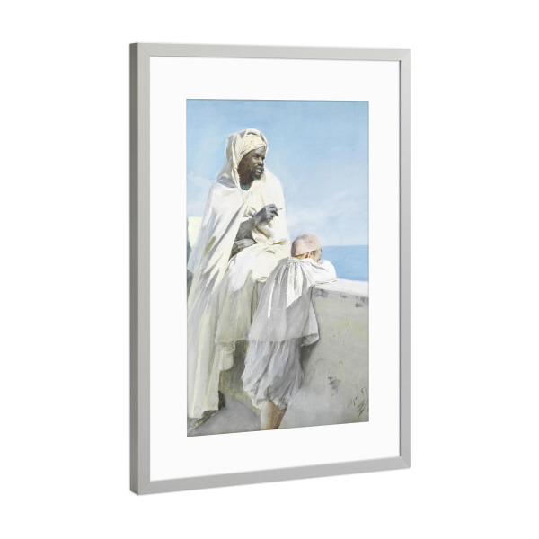 Poster mit Rahmen Silber "Ein algerischer Mann und Junge" artboxONE - Reise,Menschen,Reise / Afrika,Reise / Länder,Städte / Weitere