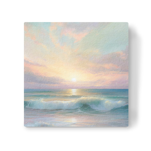 Leinwandbild "Ozean-Sonnenaufgang L" artboxONE - Reise / Strand und Meer - Ozean,Sonnenaufgang,Sonnenuntergang,Wellen,Strand,Ufer,Schaum,Sand,Meer