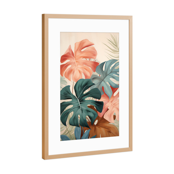 Poster mit Rahmen Kupfer "Botanische Monstera" artboxONE - Natur,Floral,Abstrakt