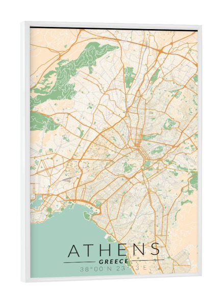 Poster mit weißem Rahmen "Athen Vintage Karte" artboxONE - Städte / Weitere,Kartografie