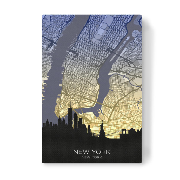 Leinwandbild "Skyline-Karte von New York" artboxONE - Städte,Städte / New York