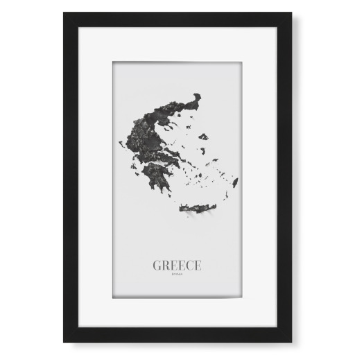 Greece 3D Map - Black and White