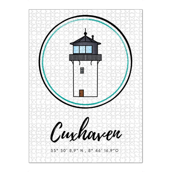Puzzle Ravensburger "Leuchtturm Cuxhaven dicke Berta" artboxONE - Städte,Reise,Architektur,Reise / Strand und Meer